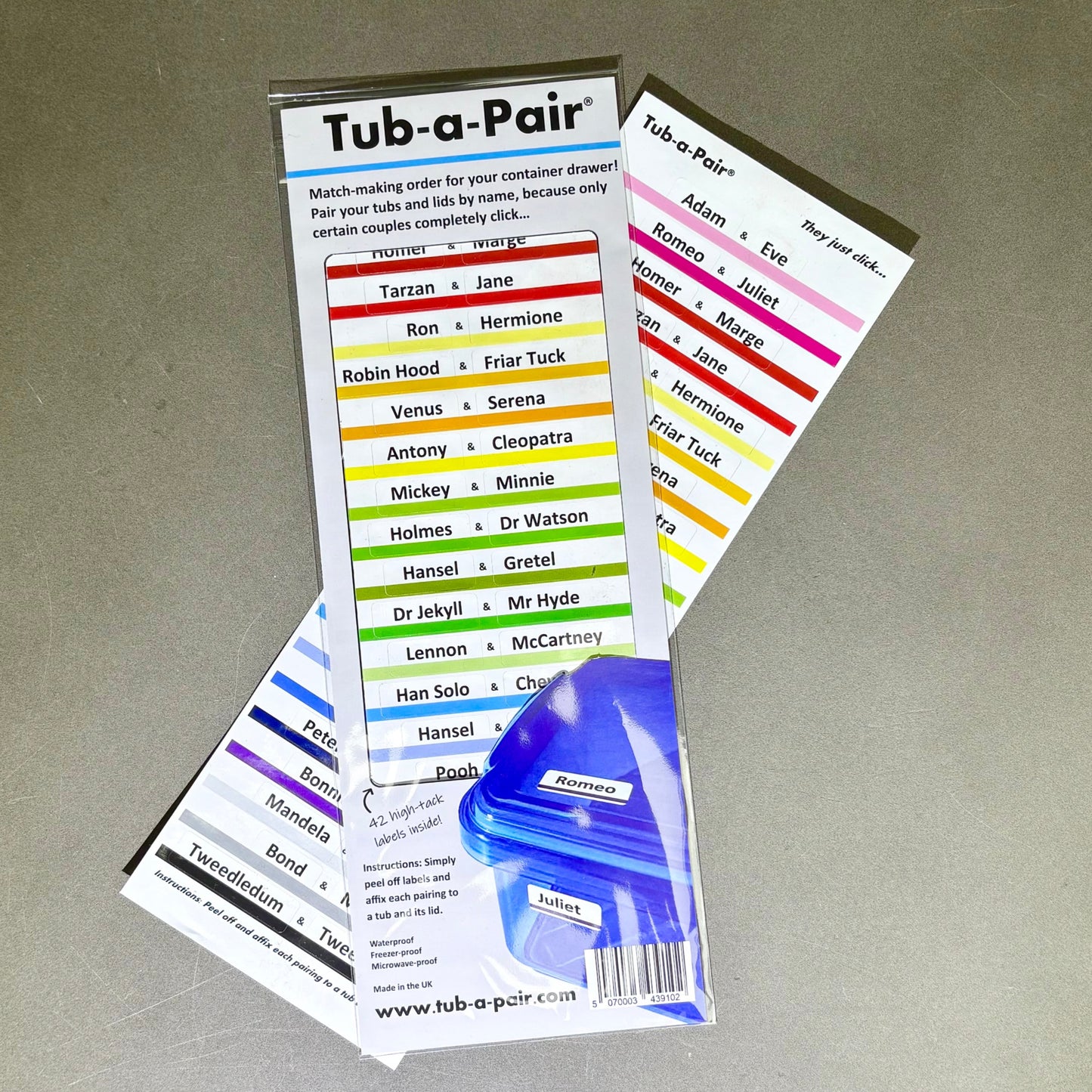 Tub-a-Pair - high-tack labels for your containers and Tupperware